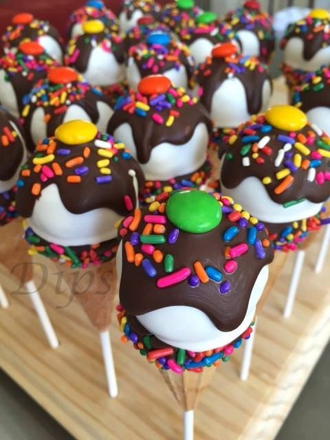 Chocolate Ice Cream Cone Cake Pops