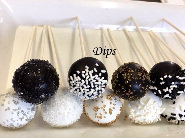 3 dozen Cake pops, Black, White, Gold, Silver, Swirls (Wedding, Birthday, Bridal Shower)