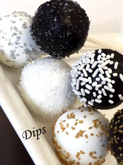 3 dozen Cake pops, Black, White, Gold, Silver, Swirls (Wedding, Birthday, Bridal Shower)