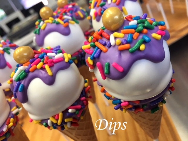 Lavender (purple) Ice Cream Cone Cake pops, Birthday Cake pops, Princess Party, Candyland