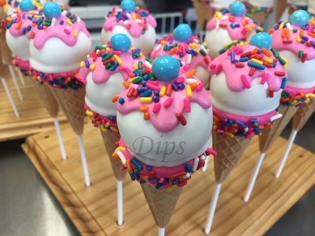 Pink Ice Cream Cone Cake Pops