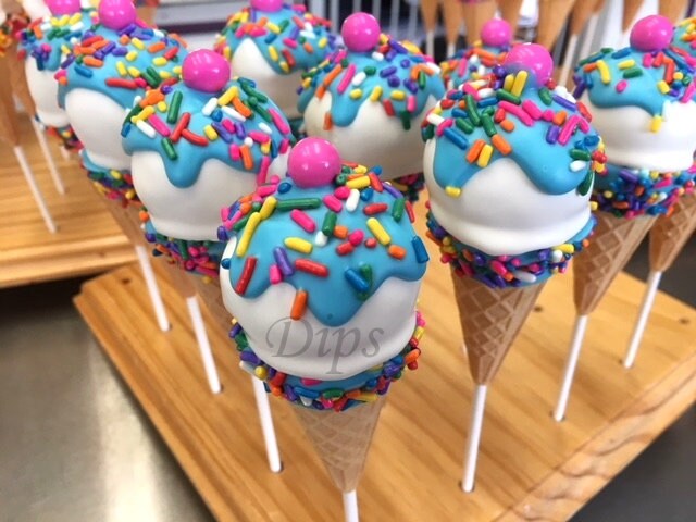 Blue Ice Cream Cone cake Pops, Boy baby shower, candyland, birthday cake pops