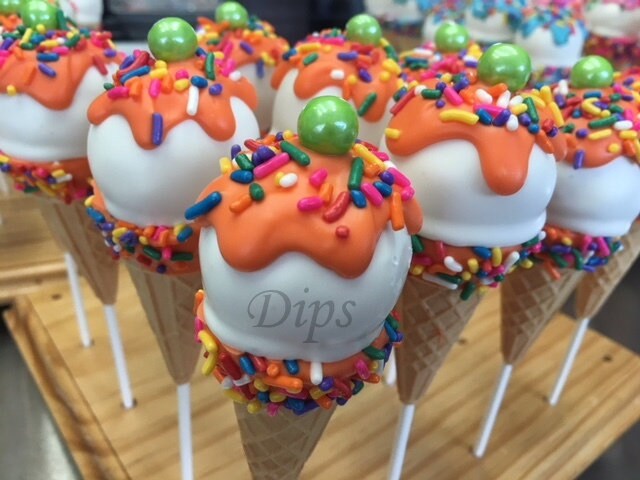 Orange Ice Cream Cone Cake Pops