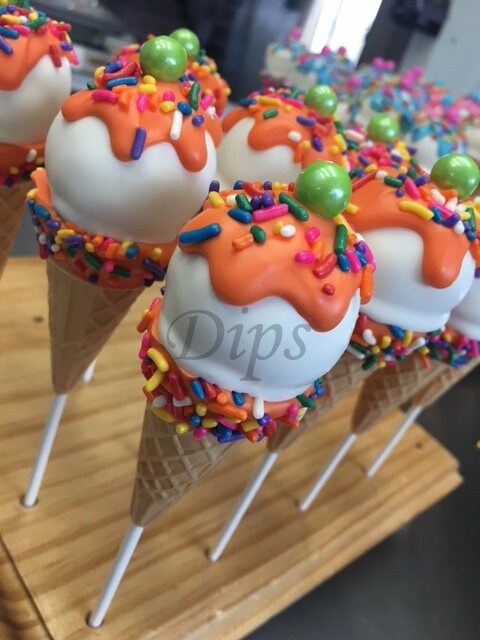 Orange Ice Cream Cone Cake Pops