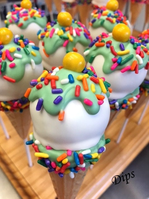 Ice Cream Cone Cake Pops, Birthday Cake Pops, Candyland Party, Baby shower