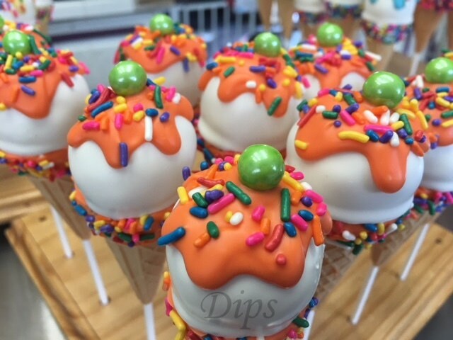 Orange Ice Cream Cone Cake Pops