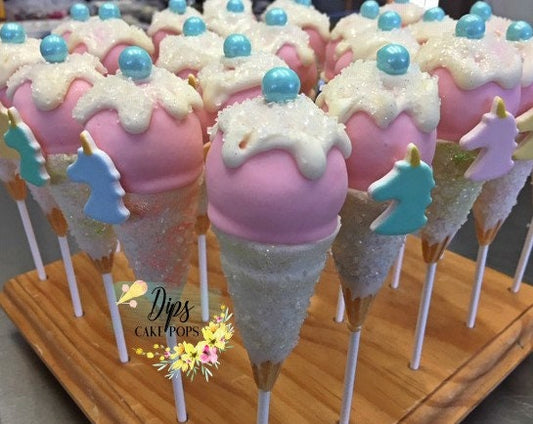 Unicorn Ice cream cone cake pops, Ice cream party, birthday cake pops, Unicorn party