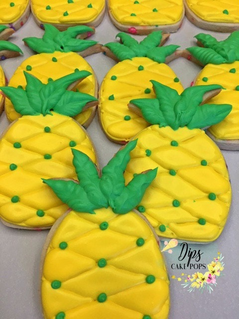 16 Luau Flamingo cookies, Pineapple cookies, Palm tree cookies, royal frosting cookies, Hawaiian cookies, Luau party, Hawaii party