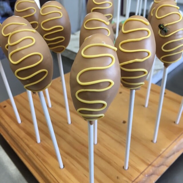 Corn dog cake pops