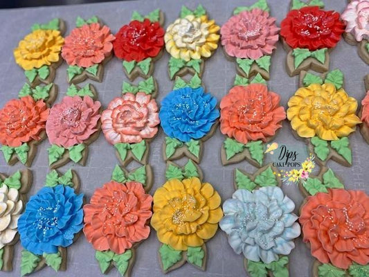 16 Mother's Day Flower cookies, Gift for her, decorated sugar cookies